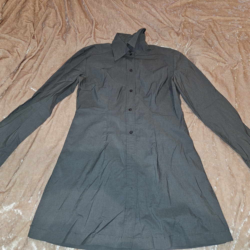 New York & Company Dark Gray Long Sleeve Blouse